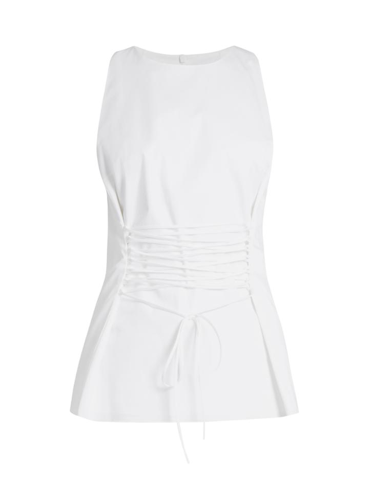 The Row Tallo Lace-up Stretch-cotton Top