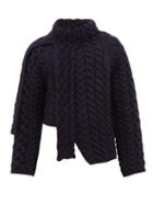 Matchesfashion.com Lanvin - Asymmetric Cable Knit Wool Sweater - Mens - Navy
