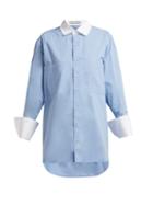 Matchesfashion.com Palmer//harding - Boyfriend Pinstriped Cotton Poplin Shirt - Womens - Blue