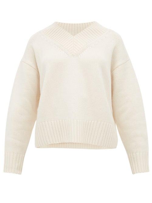 Matchesfashion.com Joseph - V Neck Wool Blend Sweater - Womens - Ivory