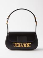 Valentino Garavani - V-logo Chain Leather Shoulder Bag - Womens - Black