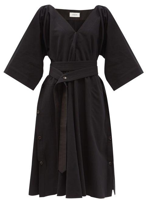 Matchesfashion.com Lemaire - Belted Gabardine Dress - Womens - Black