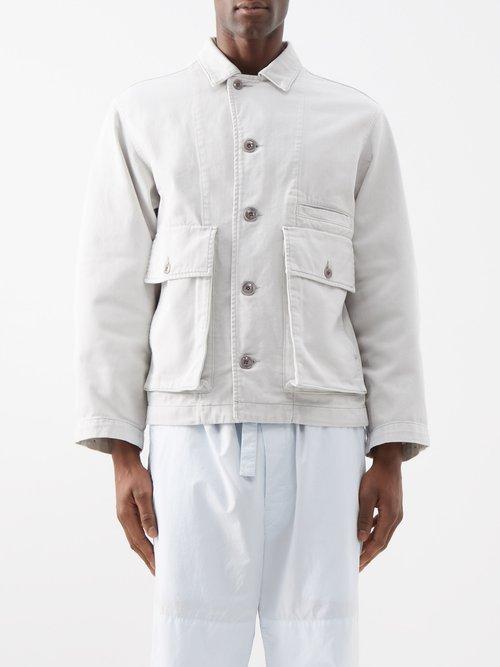 Lemaire - Twin Pocket Denim Jacket - Mens - Light Grey