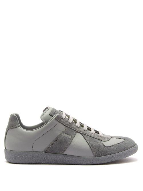 Matchesfashion.com Maison Margiela - Replica Low Top Leather Trainers - Mens - Light Grey