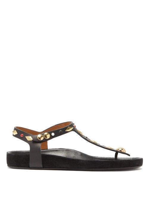 Matchesfashion.com Isabel Marant - Enore Studded Flat Leather Sandals - Womens - Black
