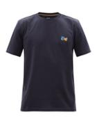 Mens Rtw Paul Smith - Logo-embroidered Paint-splatter Cotton T-shirt - Mens - Navy