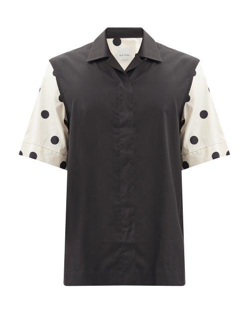 Matchesfashion.com Paul Smith - Paneled Polka-dot Cotton-blend Poplin Shirt - Mens - Black Multi