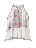 Isabel Marant - Cornelia Embroidered Cotton-voile Halterneck Top - Womens - White Multi