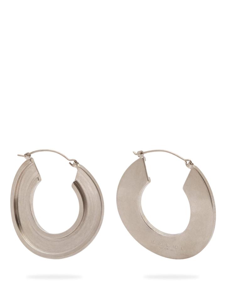 Marni Open Hoop Palladium-plated Earrings