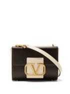 Valentino Garavani - Stud Sign Small Leather Shoulder Bag - Womens - Black White