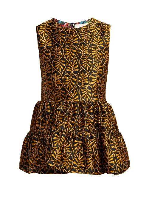 Matchesfashion.com La Doublej - Foglie Sleeveless Satin Top - Womens - Gold Multi