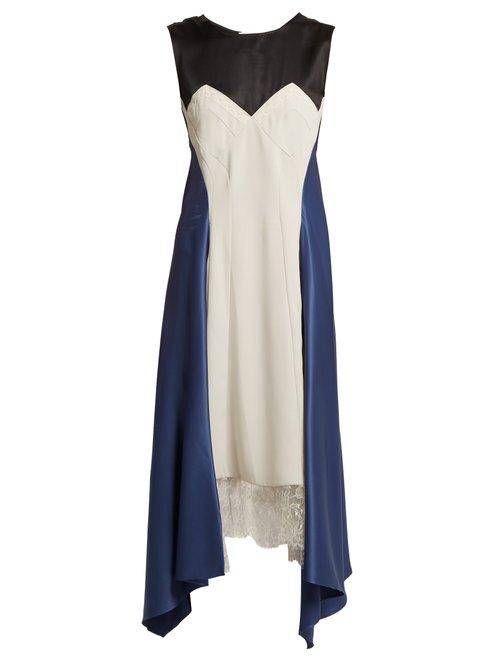 Matchesfashion.com Koch - Contrast Panel Silk Dress - Womens - White Multi