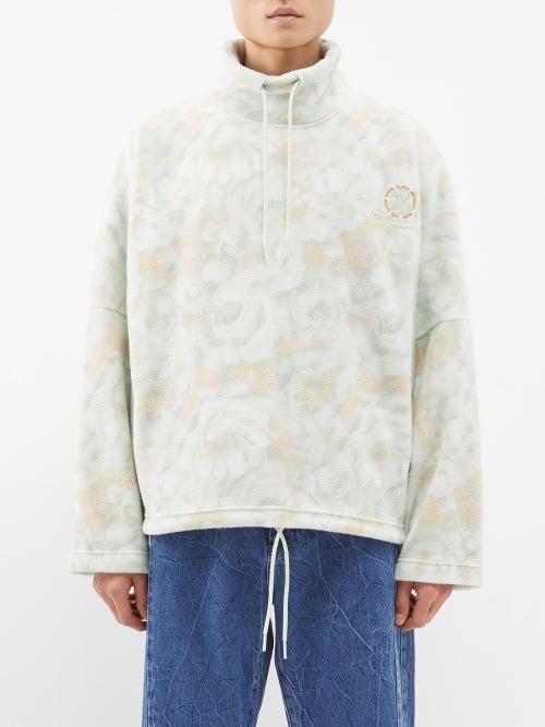 Martine Rose - Batwing Logo-embroidered Fleece Sweatshirt - Mens - Green Multi