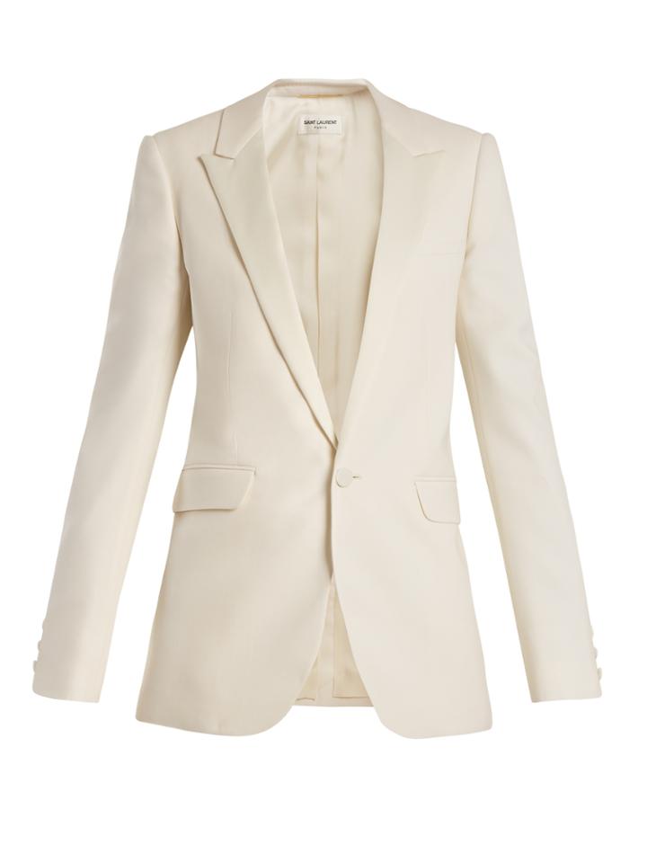 Saint Laurent Peak-lapel Single-breasted Wool-blend Blazer