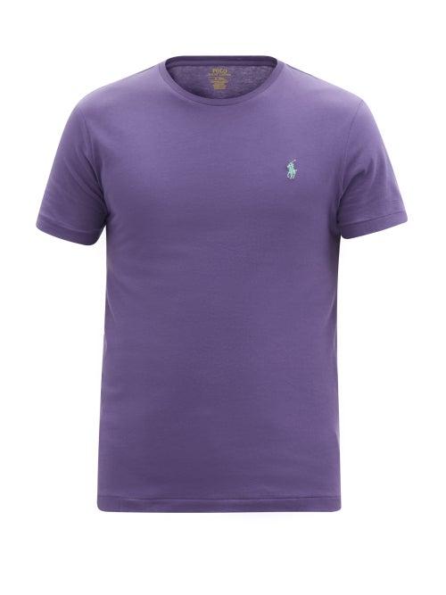 Mens Rtw Polo Ralph Lauren - Logo-embroidered Cotton-jersey T-shirt - Mens - Purple