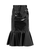 Matchesfashion.com Elzinga - Fishtail-hem Pvc Skirt - Womens - Black