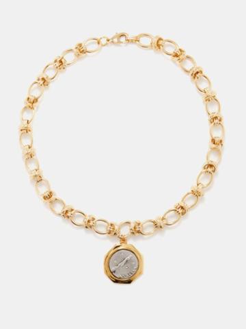 By Alona - Elio Sapphire & 18kt Gold-plated Necklace - Womens - Yellow Gold