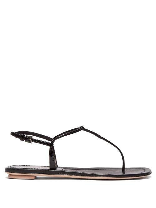 Matchesfashion.com Prada - Ankle Strap Patent Leather Sandals - Womens - Black