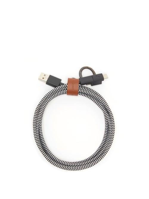 Matchesfashion.com Native Union - Belt 6.5ft Universal Usb Charging Cable - Mens - Black And White