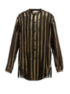 Matchesfashion.com Saint Laurent - Metallic Striped Silk-blend Organza Shirt - Mens - Black Gold