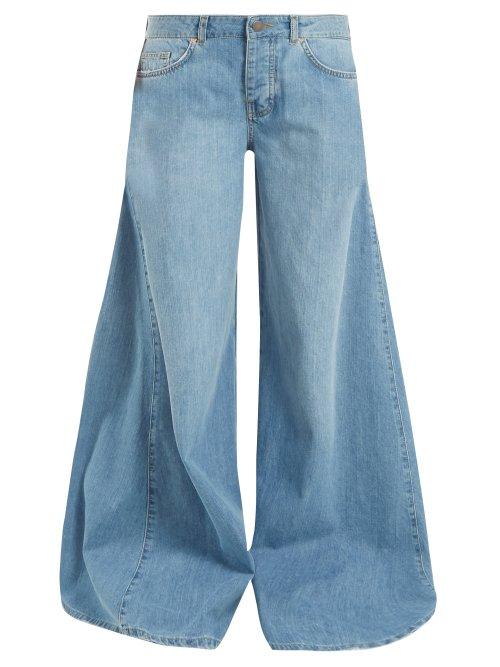 Matchesfashion.com Raey - Moon Godet Insert Wide Leg Jeans - Womens - Light Blue