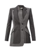 Matchesfashion.com Alexander Mcqueen - Asymmetric Felted-wool Double-breasted Jacket - Womens - Grey