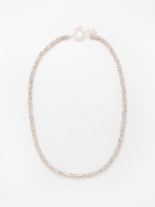 Pearl Octopuss.y - Skinny Crystal & Sterling Silver-plated Necklace - Womens - Silver