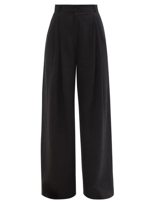 Ladies Beachwear Three Graces London - Molly High-rise Linen Wide-leg Trousers - Womens - Black