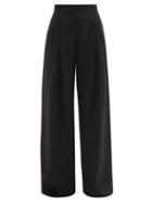 Ladies Beachwear Three Graces London - Molly High-rise Linen Wide-leg Trousers - Womens - Black