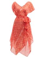 Matchesfashion.com Diane Von Furstenberg - Serena Python Print Silk Wrap Dress - Womens - Orange