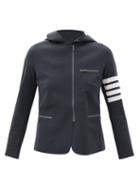 Matchesfashion.com Thom Browne - Four-bar Technical-shell Hooded Jacket - Womens - Dark Grey