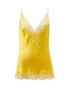 Ladies Lingerie Carine Gilson - Lace-trimmed Silk-charmeuse Cami Top - Womens - Yellow