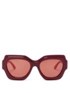 Matchesfashion.com Ganni - Bi Colour Square Acetate Sunglasses - Womens - Burgundy