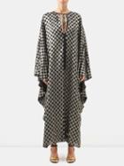 Fil De Vie - Hero Mira Check Kaftan Dress - Womens - Silver Black