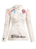 Matchesfashion.com Marine Serre - Appliqu Patch Moire Jacket - Womens - Beige