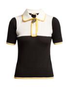 Matchesfashion.com No. 21 - Crystal Embellished Brooch Polo Top - Womens - Black
