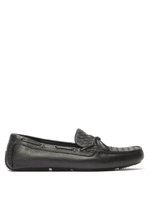 Matchesfashion.com Bottega Veneta - Intrecciato Leather Driving Loafers - Mens - Black