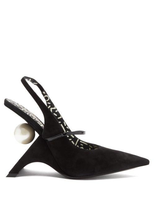 Matchesfashion.com Nicholas Kirkwood - Jazzelle Faux Pearl Suede Slingback Pumps - Womens - Black