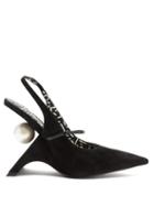 Matchesfashion.com Nicholas Kirkwood - Jazzelle Faux Pearl Suede Slingback Pumps - Womens - Black