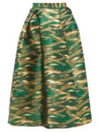 Matchesfashion.com Maison Rabih Kayrouz - Panelled Ikat Jacquard Midi Skirt - Womens - Green Multi