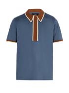 Matchesfashion.com Dunhill - Contrast Panel Cotton Polo Shirt - Mens - Blue Multi