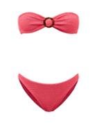 Hunza G - Flora Crinkle-knit Bandeau Bikini - Womens - Fuschia