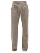 Matchesfashion.com Ahluwalia - Striped Reclaimed-cotton Trousers - Mens - Brown