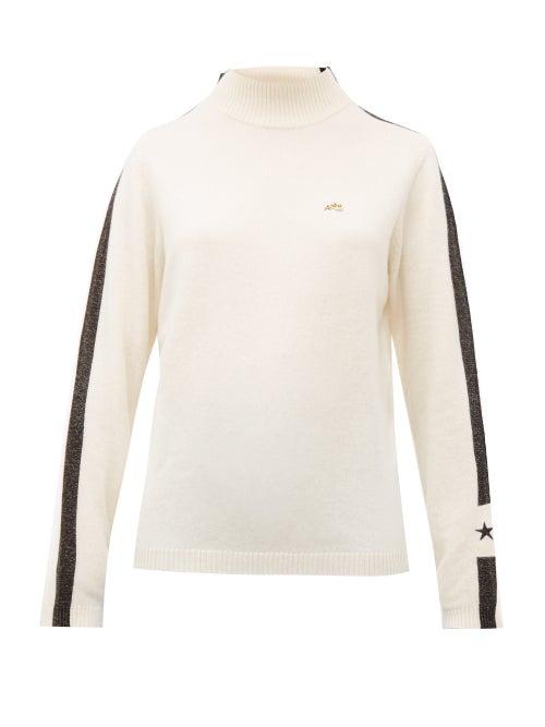 Matchesfashion.com Bella Freud - Britt Dog Embroidered Wool Blend Sweater - Womens - White