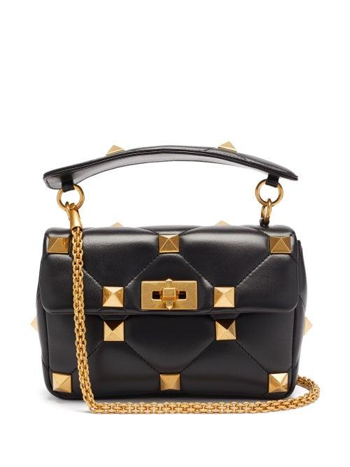 Matchesfashion.com Valentino Garavani - Roman Stud Medium Quilted-leather Shoulder Bag - Womens - Black