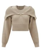 Jacquemus - Risoul Zipped Cropped Wool Sweater - Womens - Beige