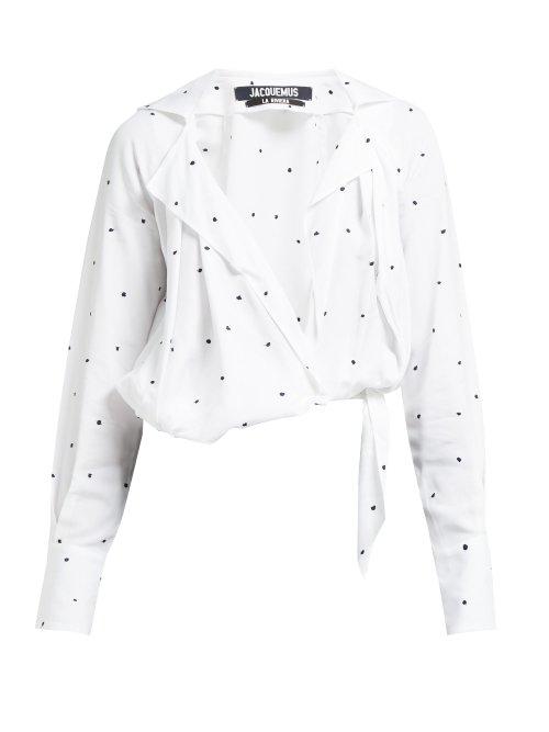 Matchesfashion.com Jacquemus - Figari Embroidered Cropped Shirt - Womens - White Multi