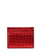 Matchesfashion.com Christian Louboutin - M Kios Spike Embellished Leather Cardholder - Womens - Red