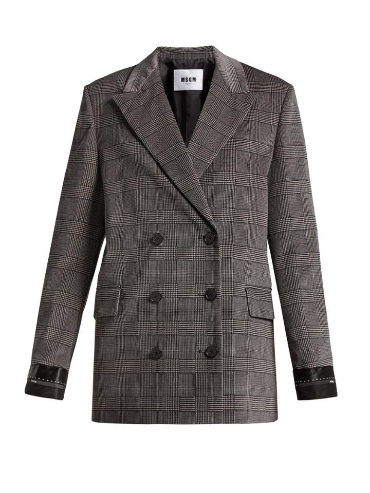 Msgm Prince Of Wales-checked Brushed-velvet Blazer