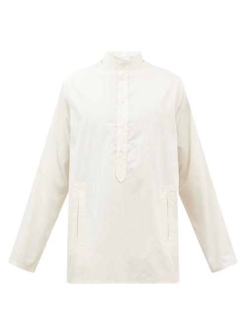 Umit Benan B+ - Stepped Cotton-blend Poplin Henley Shirt - Mens - Cream
